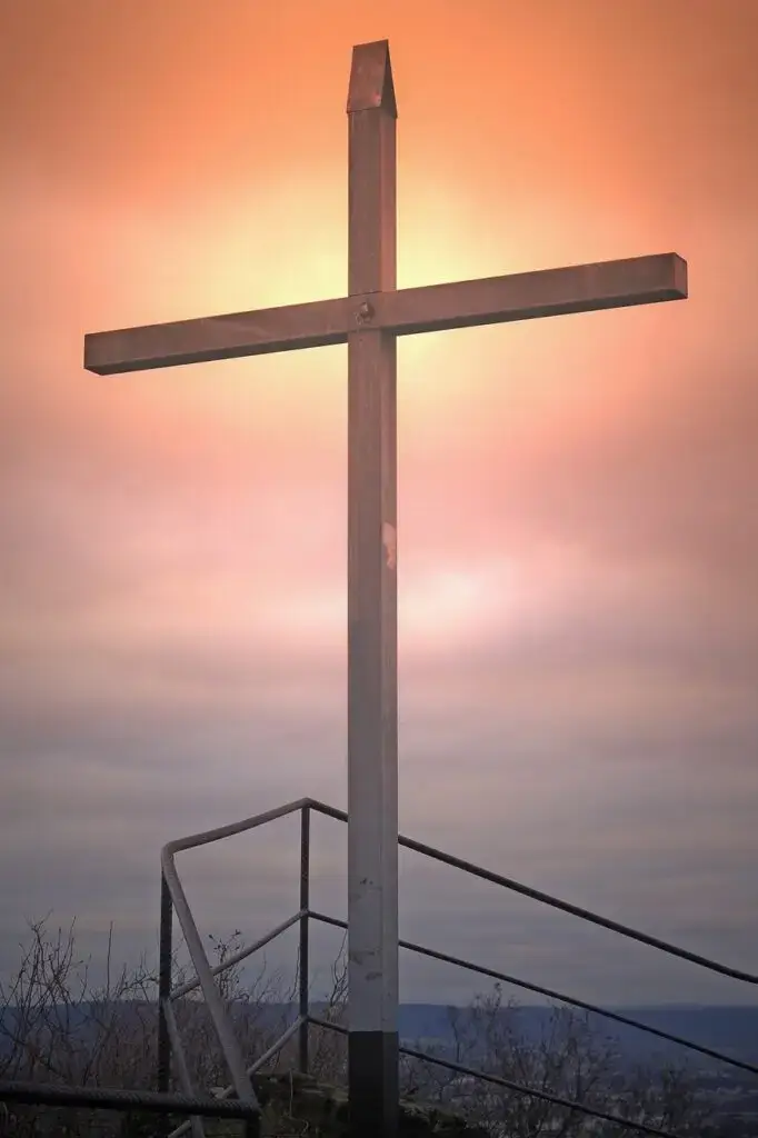 Thrive Program cross, heaven, resurrection, summit cross, andernach, eich, nastberg, shining, bright, summit, railing, wood, metal, rise, goal